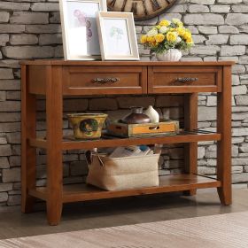Console Sofa Table with 2 Storage Drawers and 2 Tiers Shelves