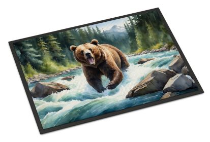 Alaskan Wilderness Grizzly Bear Doormat Front Door Mat Indoor Outdoor Rugs for Entryway, Non Slip Washable Low Pile, 24H X 36W