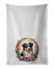 Australian Shepherd and Flowers Kitchen Towel Set of 2 White Dish Towels Decorative Bathroom Hand towel for Hand, Face, Hair, Yoga, Tea, Dishcloth
