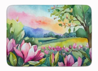 Louisiana Magnolias in Watercolor Memory Foam Kitchen Mat Machine Washable Anti-Fatigue Mat Cushion Comfort Bath Mat or Kitchen Rug