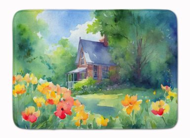 Massachusetts Mayflowers in Watercolor Memory Foam Kitchen Mat Machine Washable Anti-Fatigue Mat Cushion Comfort Bath Mat or Kitchen Rug