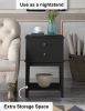 conifferism Tall Bed Side Tables Black,Large Wood Nightstand with 2 Drawers 28 inch Height for Living Room