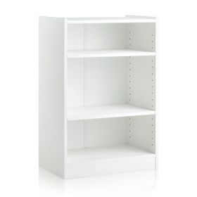 3-Tier Bookcase Open Display Rack Cabinet with Adjustable Shelves (Color: White)