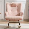 35.5 inch Rocking Chair, Reading Chair, Balcony Chair,Soft Houndstooth Fabric Leather Fabric Rocking Chair for Nursery