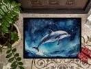 Dolphin in a Starry Sea Doormat Front Door Mat Indoor Outdoor Rugs for Entryway, Non Slip Washable Low Pile, 24H X 36W