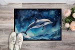 Dolphin in a Starry Sea Doormat Front Door Mat Indoor Outdoor Rugs for Entryway, Non Slip Washable Low Pile, 24H X 36W