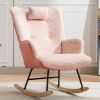 35.5 inch Rocking Chair, Reading Chair, Balcony Chair,Soft Houndstooth Fabric Leather Fabric Rocking Chair for Nursery